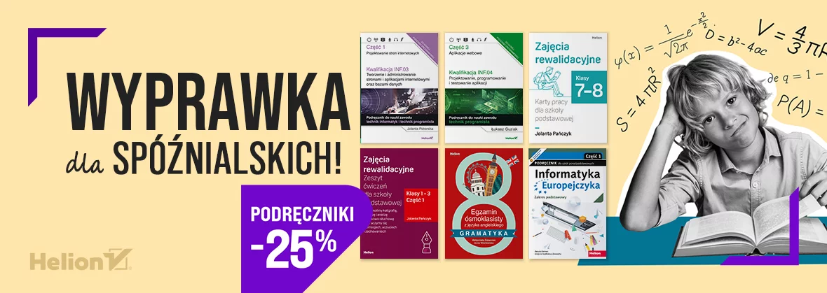 Grafika promocji - Wyprawka dla spóźnialskich! [PODRĘCZNIKI -25%]