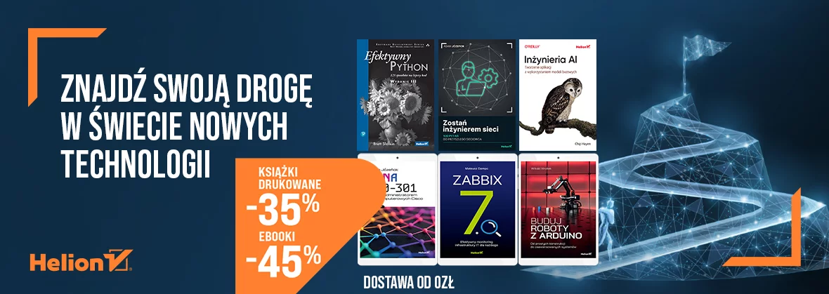 Grafika promocji - Znajdź swoją drogę w świecie nowych technologii [Książki drukowane -35%| Ebooki -45%]