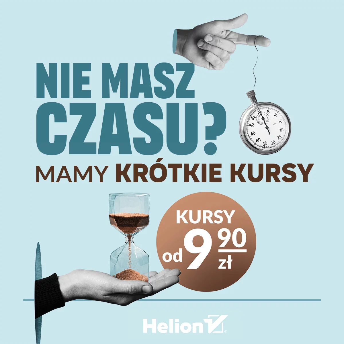 Grafika promocji - Brak czasu? Mamy krótkie kursy z certyfikatem! [już od 9,90 zł]