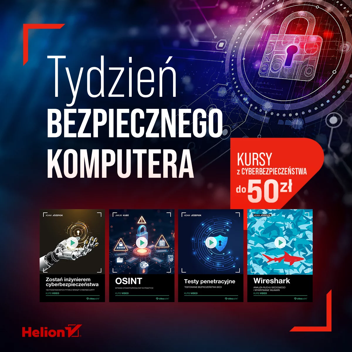 Grafika promocji - Tydzień bezpiecznego komputera [Kursy z cyberbezpieczeństwa do 50 zł + PROMO ścieżka rozwoju]
