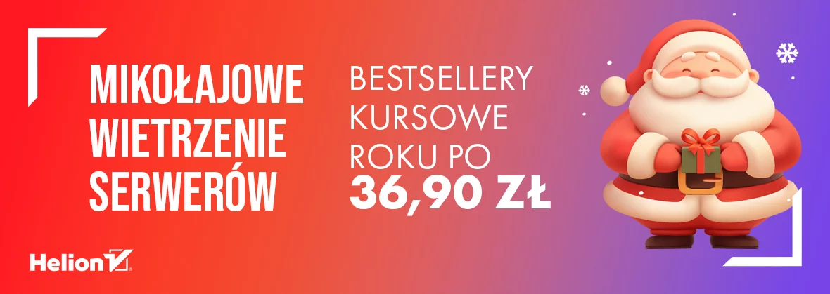Grafika promocji - Mikołajowe wietrzenie serwerów. Kursowe bestsellery roku po 36,90 zł