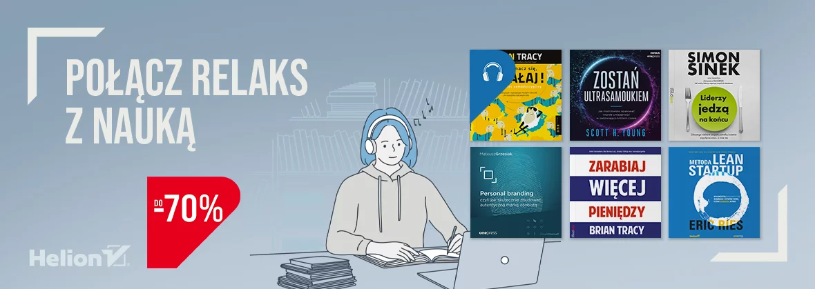 Grafika promocji - Połącz relaks z nauką! [audiobooki do -70%]