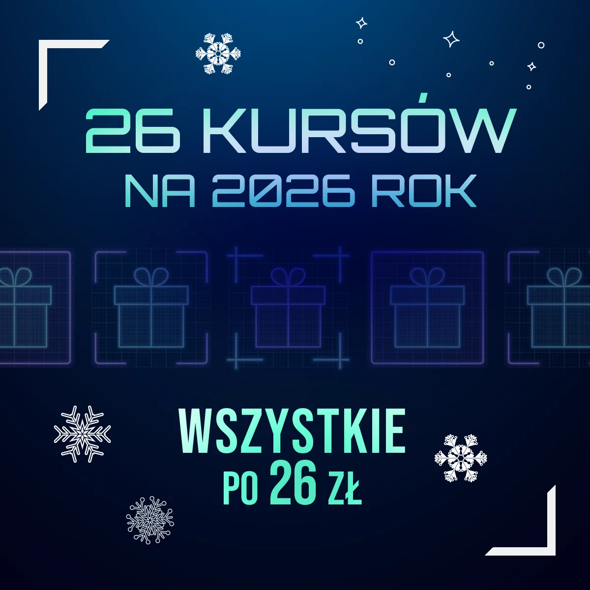 Grafika promocji - 26 kursów na 2026 rok [każdy po 26,00 zł]