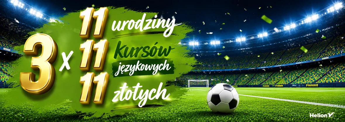 Grafika promocji - 11 urodziny. 11 kursów językowych po 11 zł 