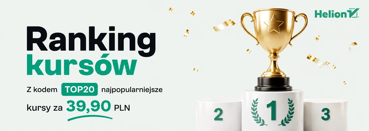 Grafika promocji - Ranking kursów. Z kodem TOP20 najpopularniejsze kursy za 39,90 PLN