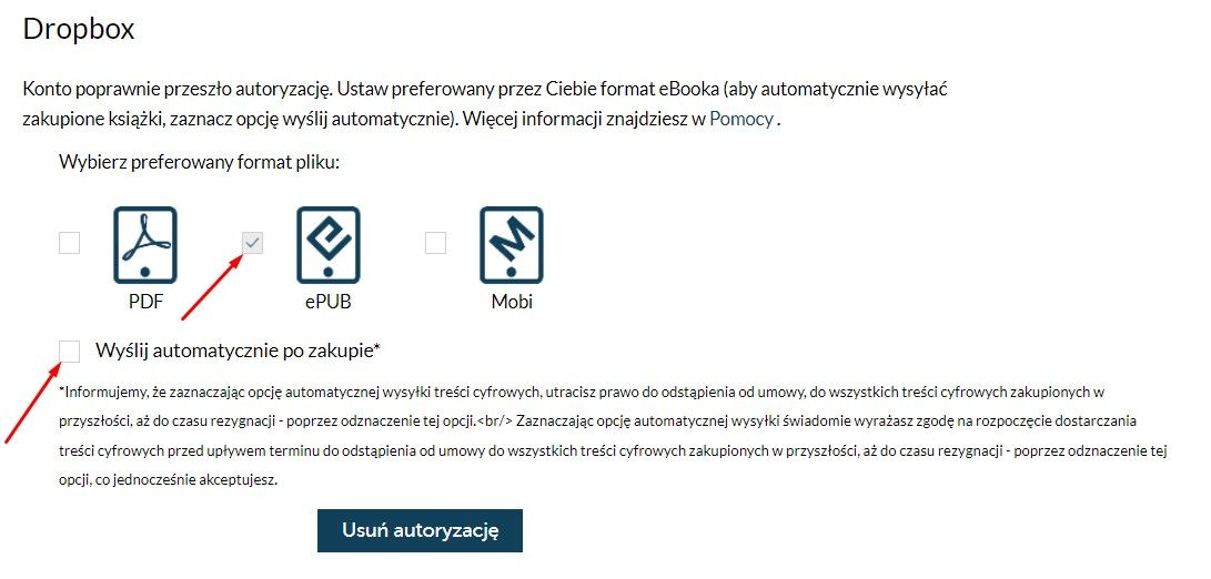 Konfiguracja wysyłki plików na Dropbox