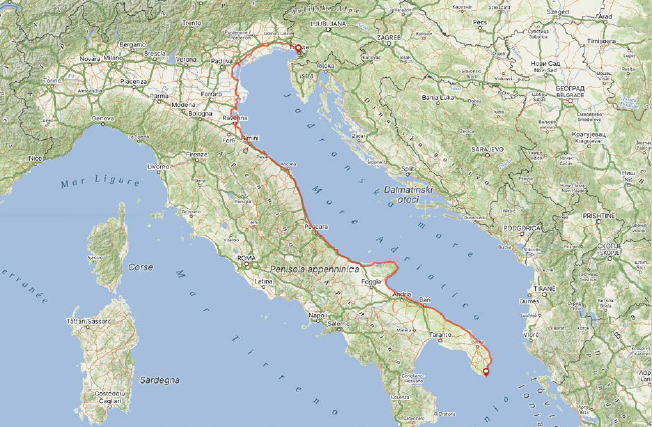 Trasa Ciclovia Adriatica