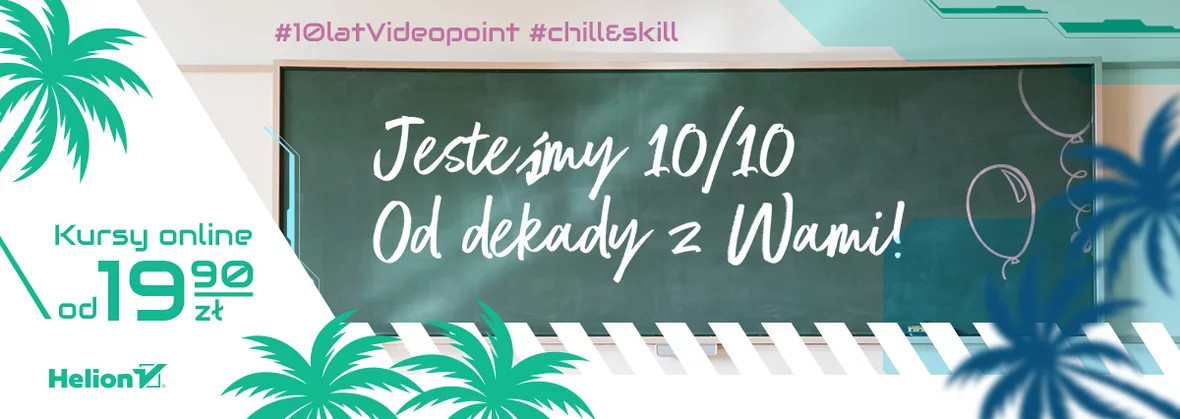 10 urodziny Videopointa - kursy od 19,90 zł. Cyberbezpieczeństwo, programowanie, AI, analiza danych, data science, elektronika, marketing, sieci, testowanie