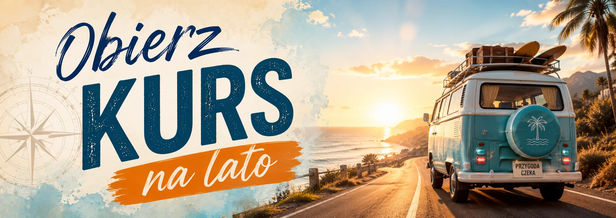 Grafika promocji - Kurs na lato [wszystkie kursy -25%]